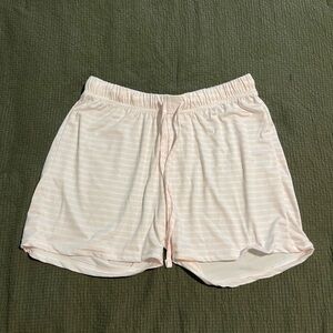 Striped white and pink sleep shorts